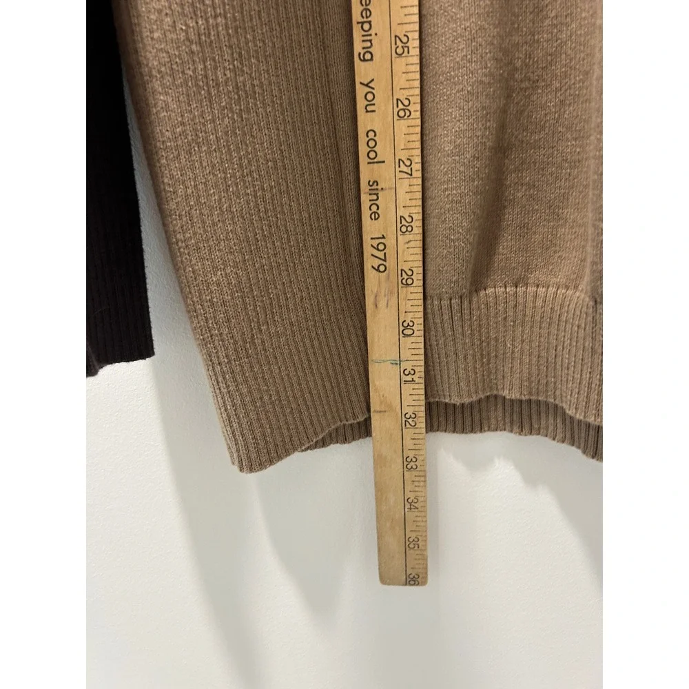 Axcess Claiborne Mens Large Brown Tan Color Block Quarter Zip Cotton Sweater L